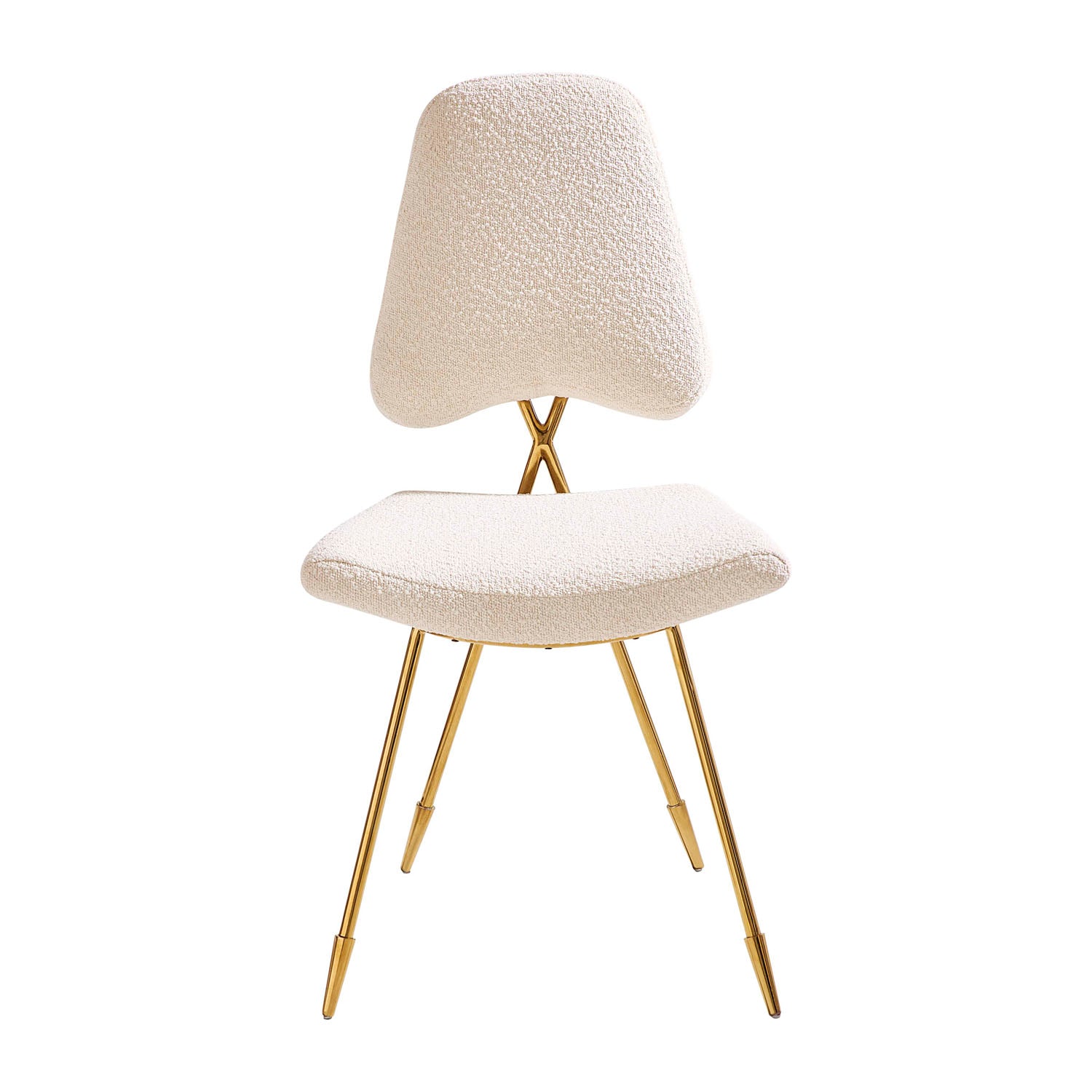 Jonathan Adler Maxime Dining Chair, close-up of Vapor Ivory bouclé seat