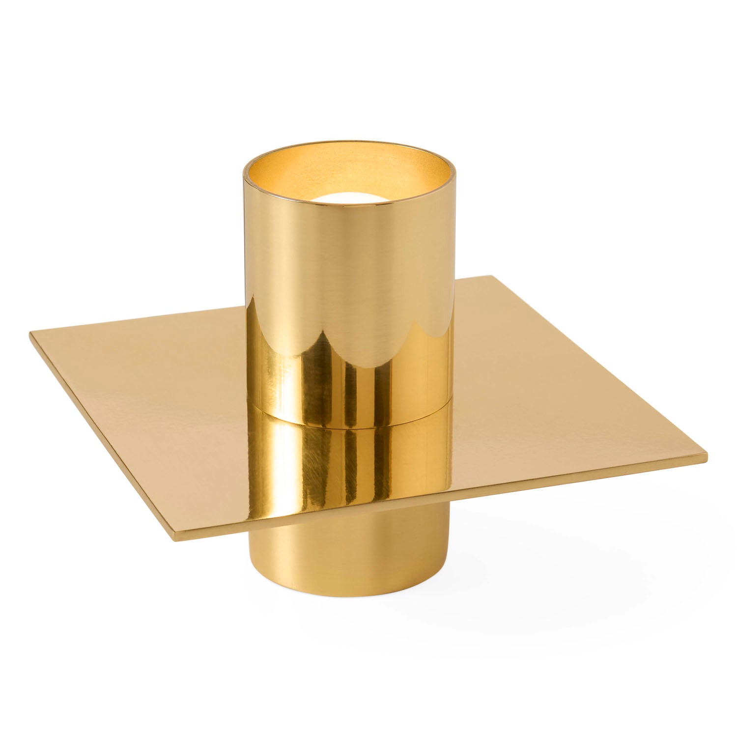 Jonathan Adler Geo Spotlight uplighting artwork on a console