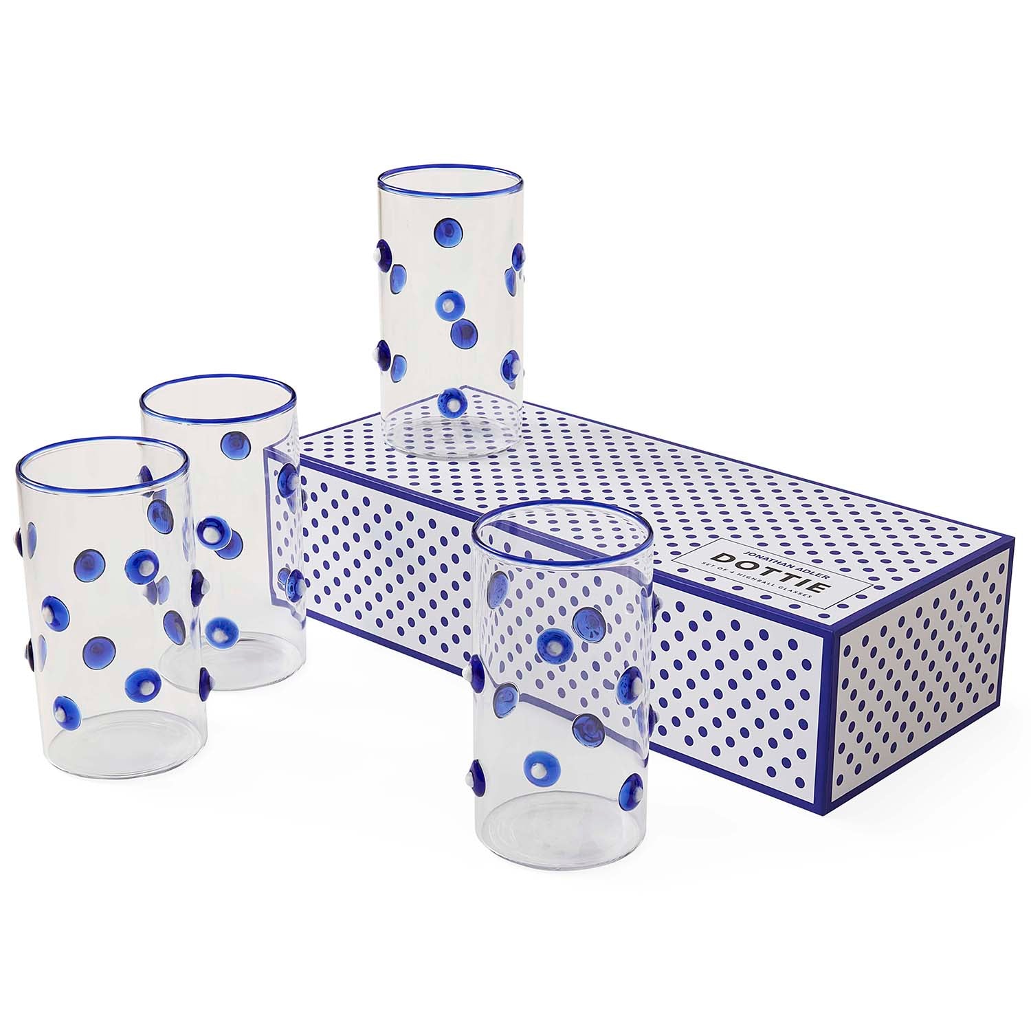 Jonathan Adler Dottie Highball Glassware Set of 4