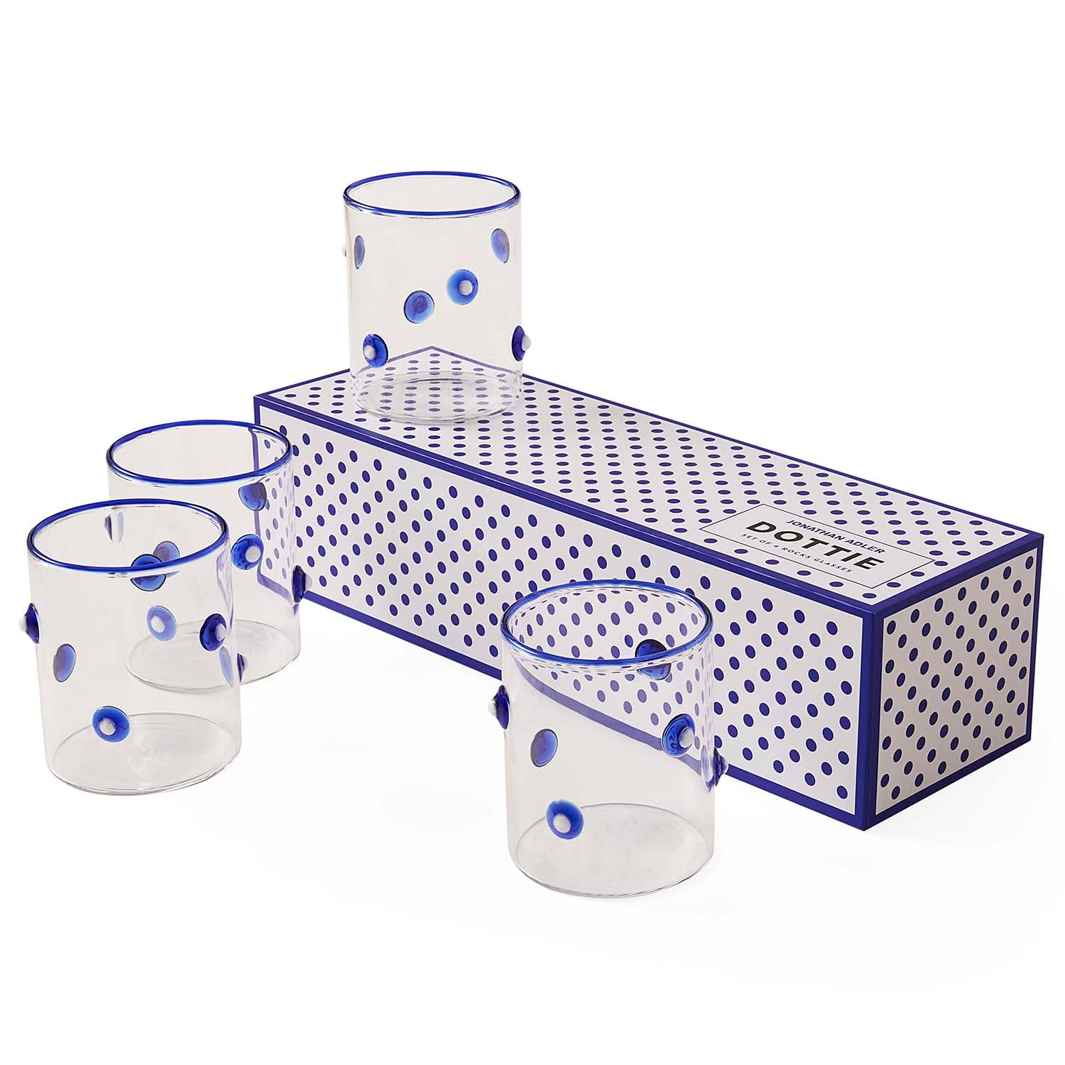 Jonathan Adler Dottie Rocks Glassware Set of 4