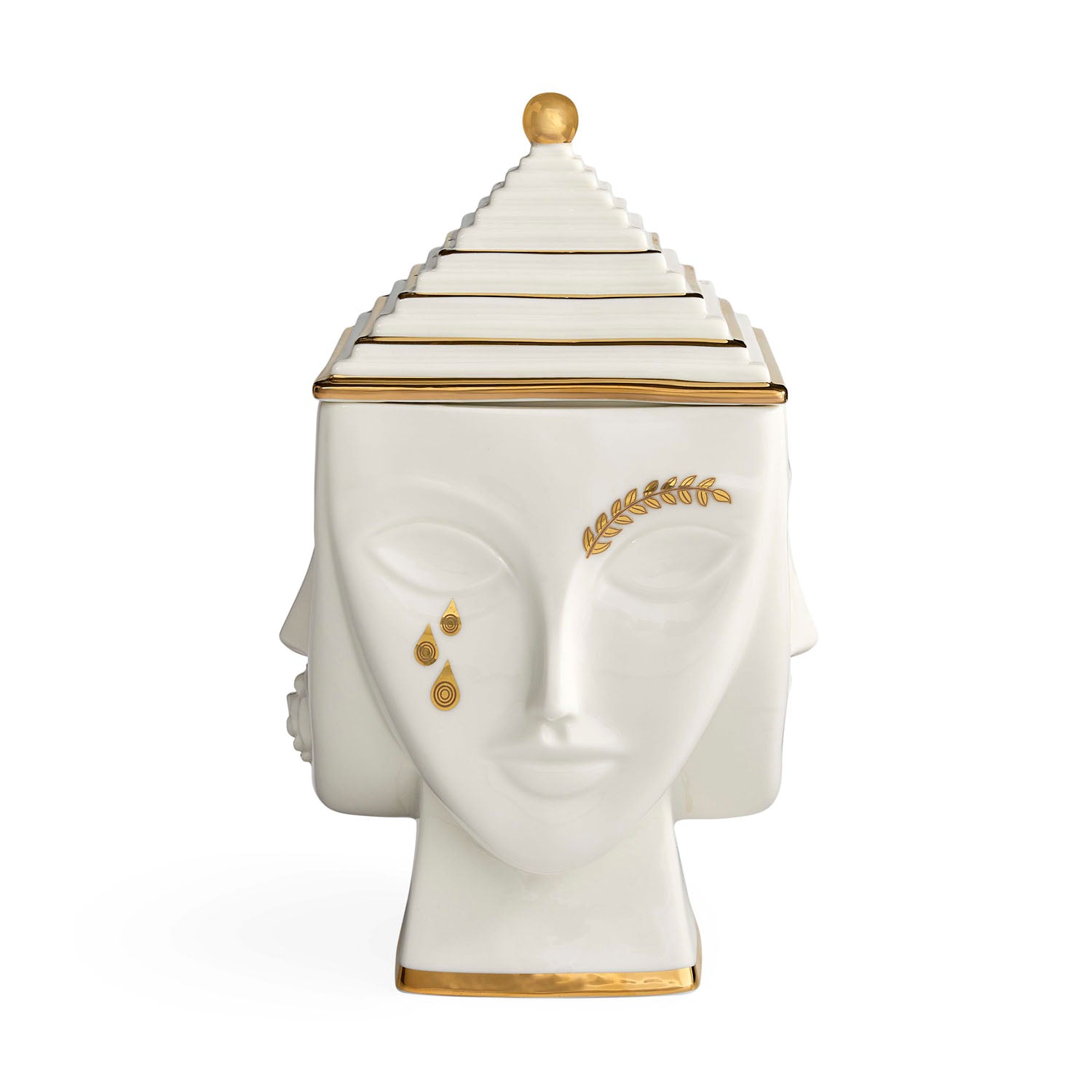 Detail of Deco-inspired lid on Masquerade ice bucket
