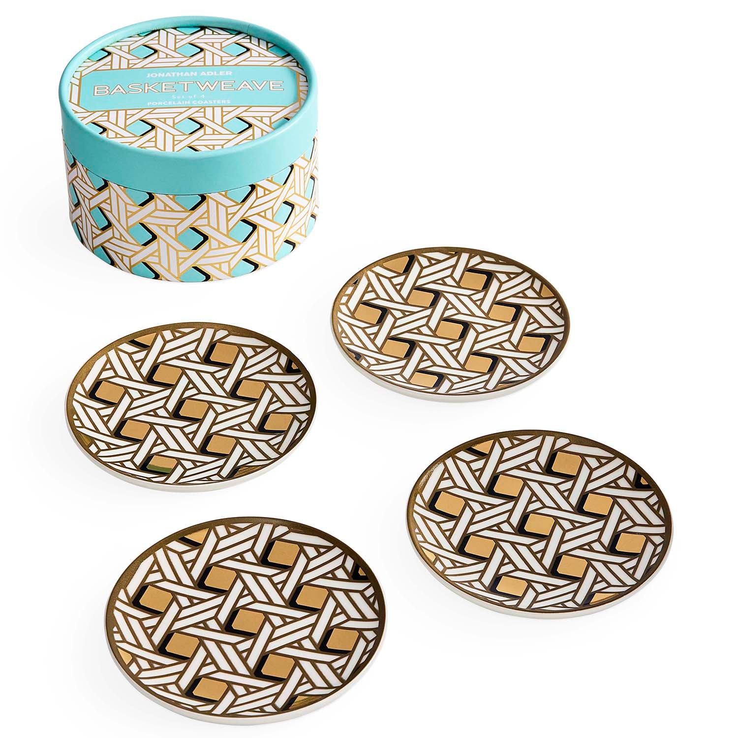 Jonathan Adler Basketweave Coaster Set of 4