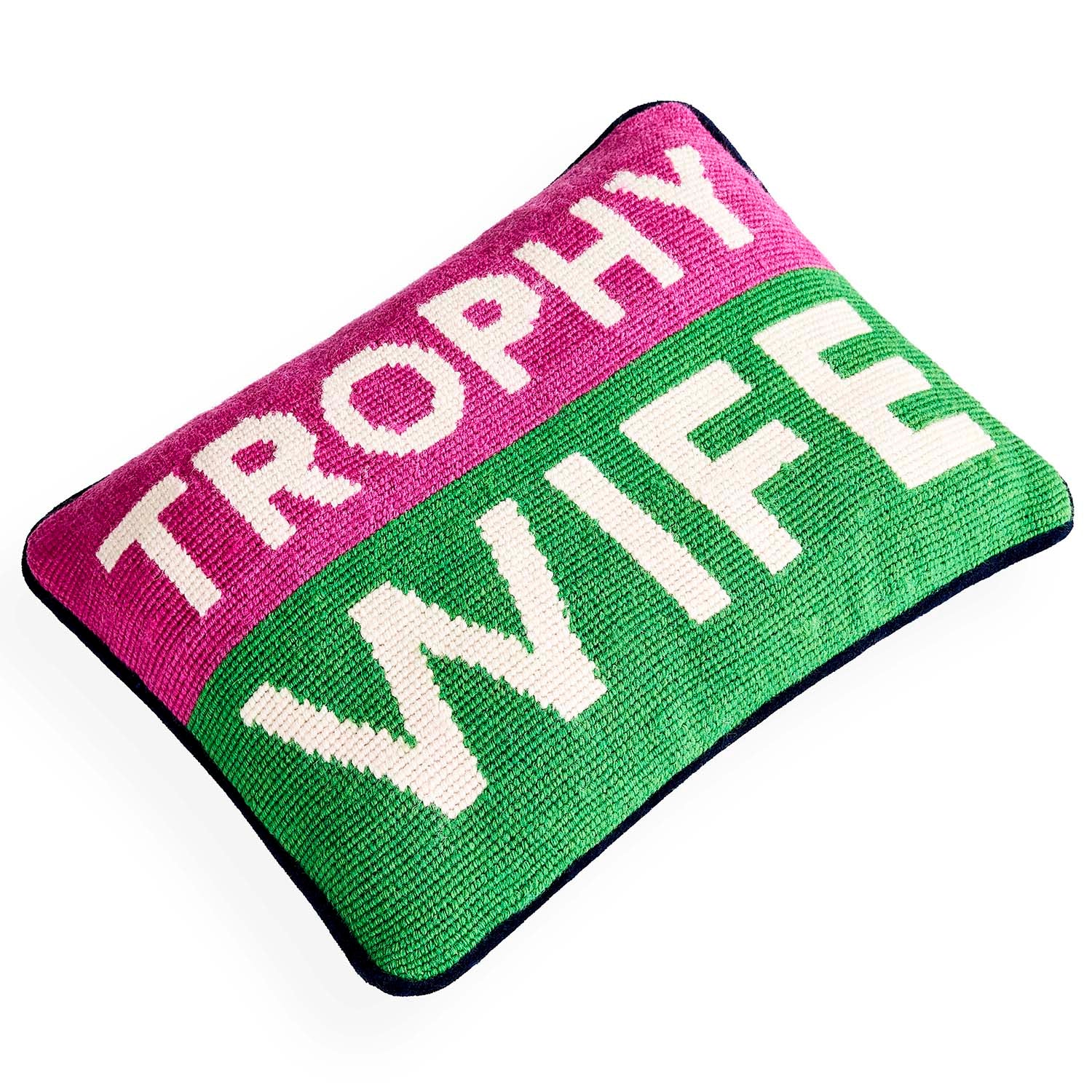 Jonathan Adler Trophy Wife Needlepoint Throw Pillow
