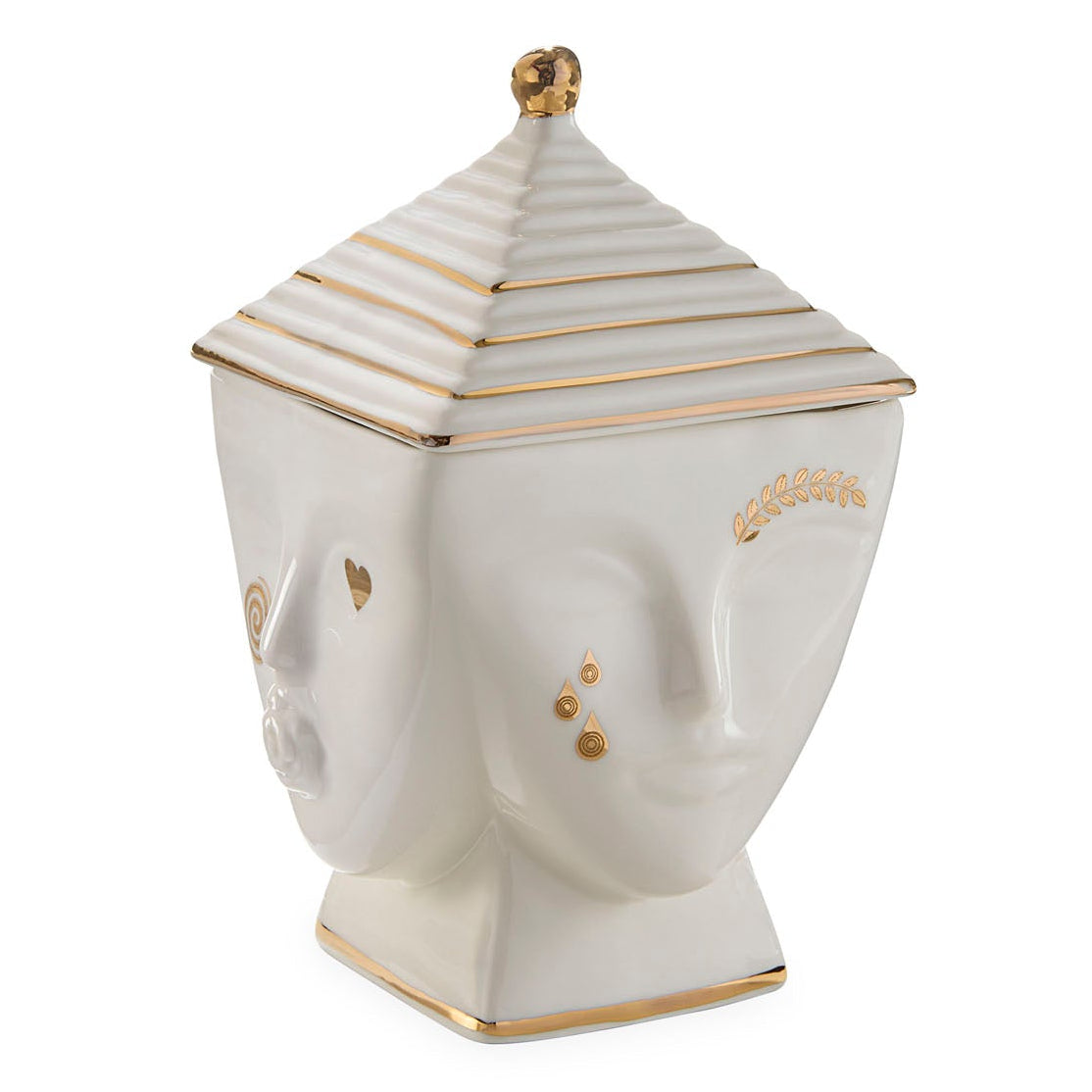 Jonathan Adler Muse Masquerade candle, lid off showing single wick