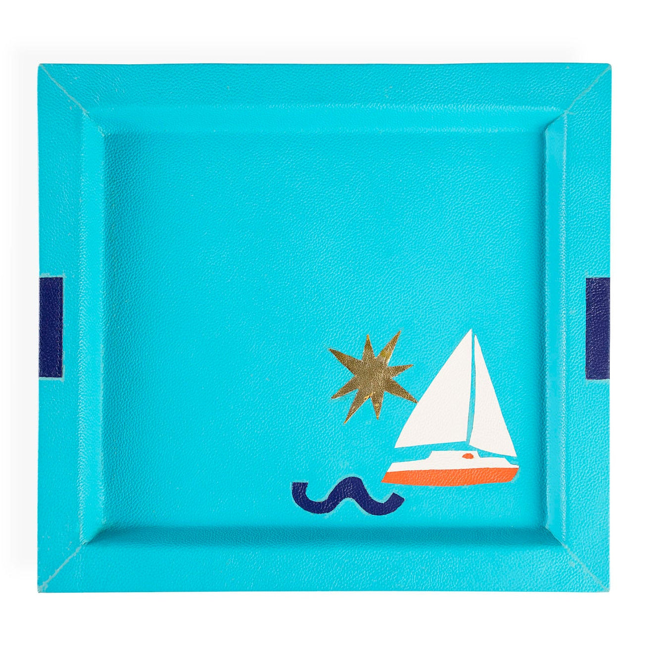 Jonathan Adler Playa Leather Boat Tray | Paynes Gray