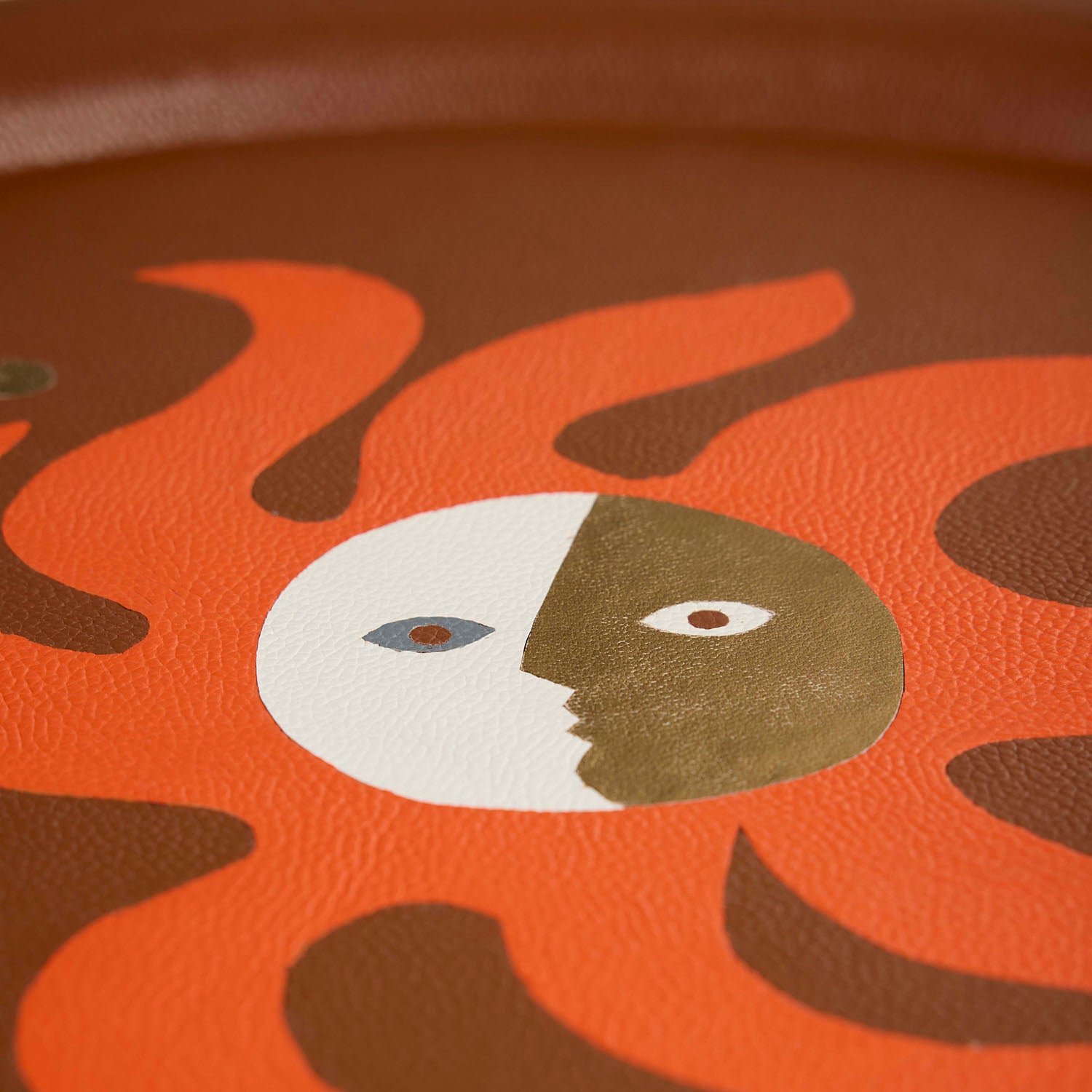 Playa leather sun tray styled on a coffee table