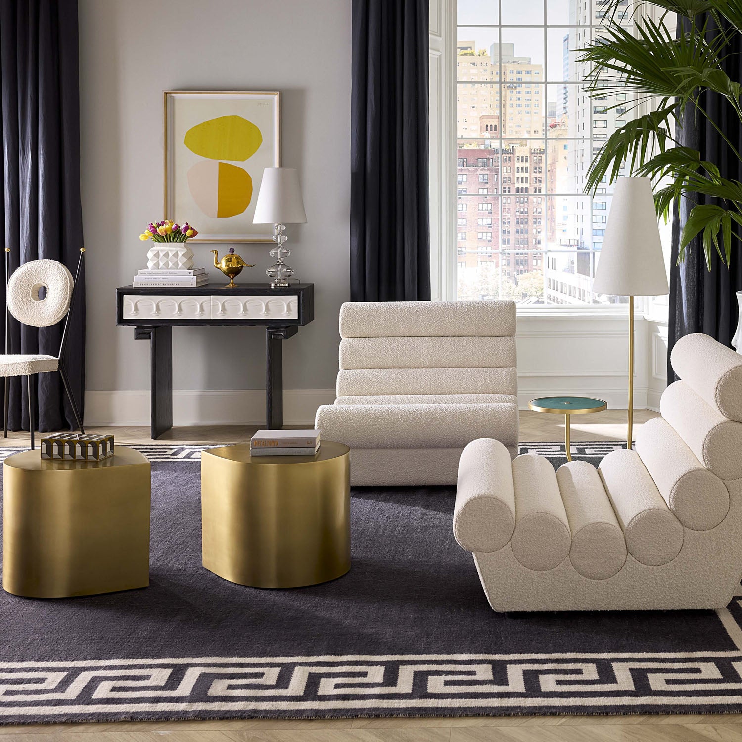Jonathan Adler Dora Maar Console, close-up of ebonized cerused ash frame