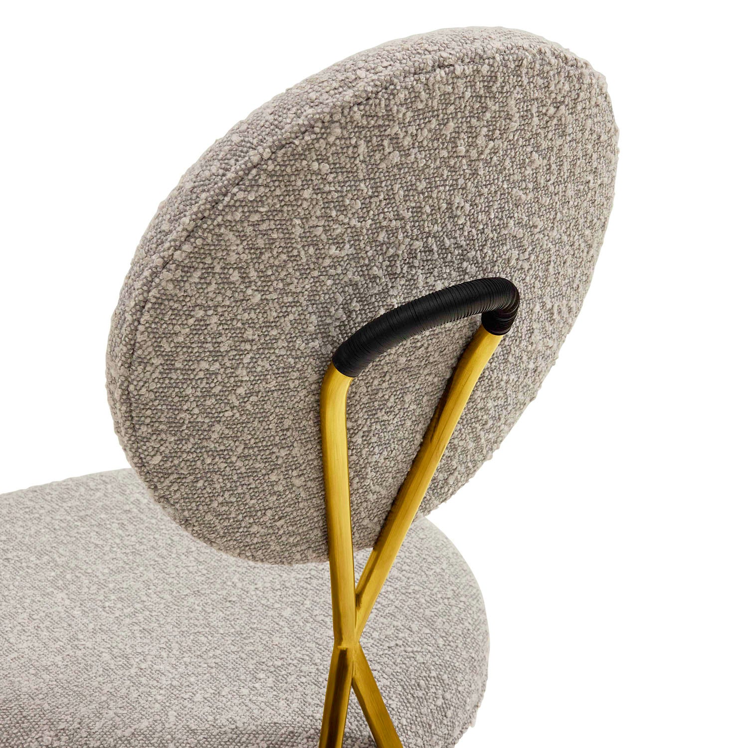 Detail showing the charcoal leather back handle