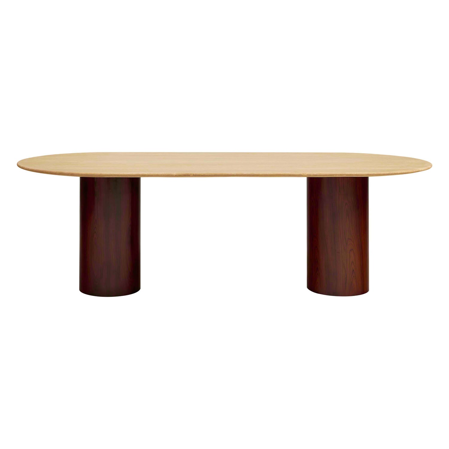 Travertine capsule dining table styled with dining chairs