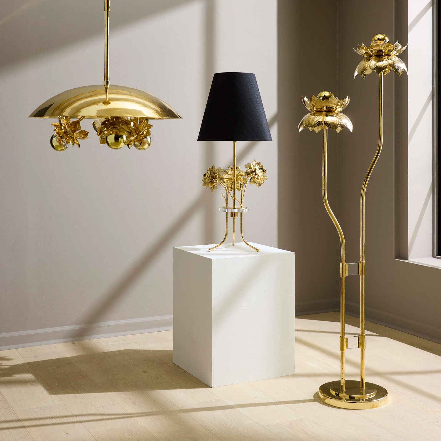 Jonathan Adler Brass Flower Floor Lamp