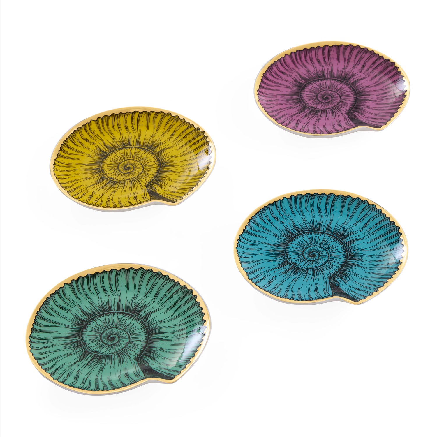 Jonathan Adler Close-up of the gold rim and glaze, Sirena Coaster Set