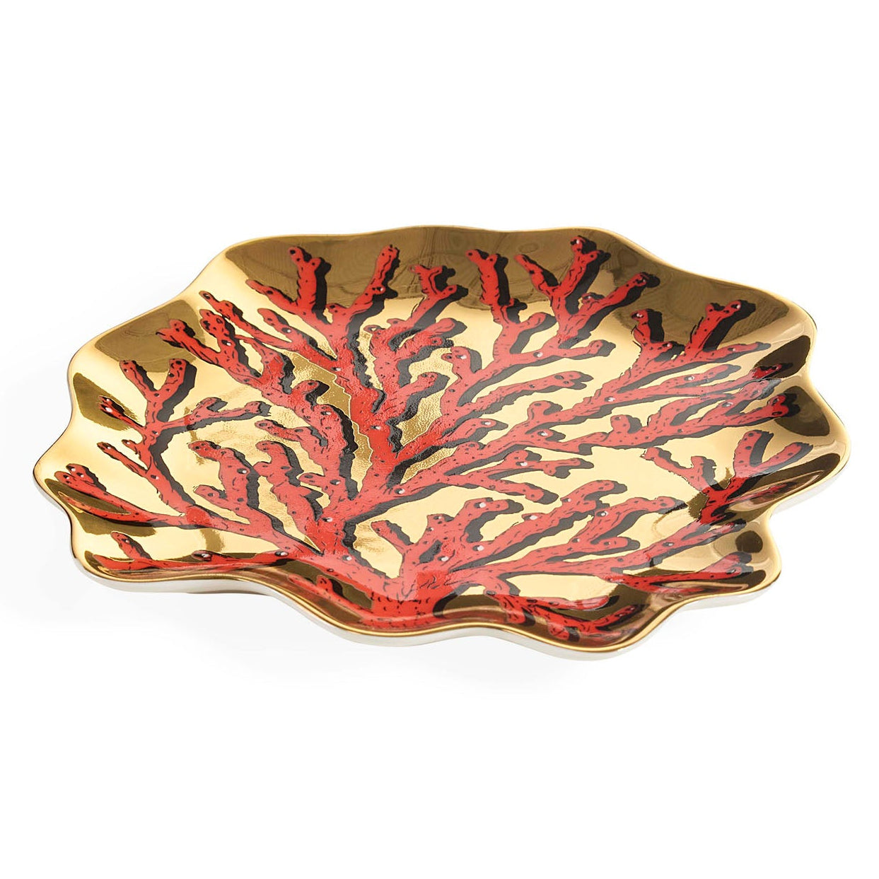 Jonathan Adler Close-up of the metallic gold detailing, Sirena Coral Trinket Tray