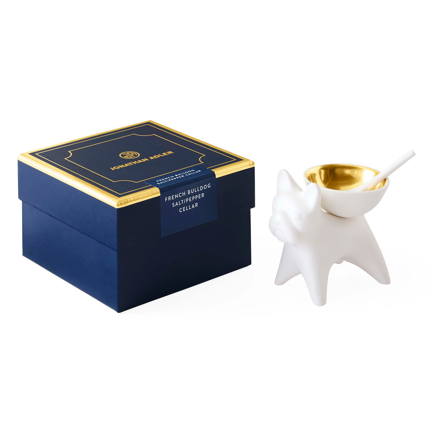 Jonathan Adler French Bulldog Cellar, detail of glimmering gold bowl