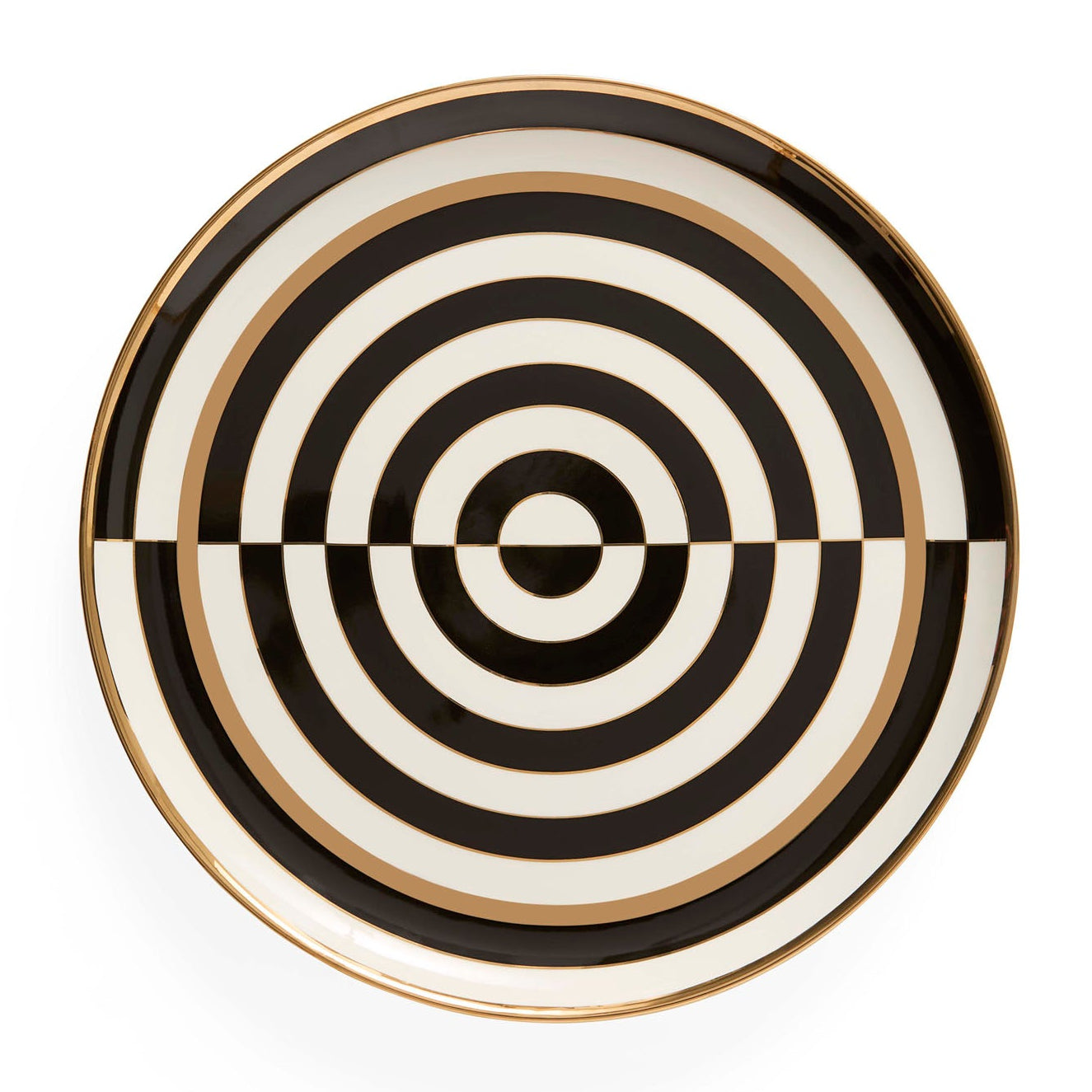 Jonathan Adler Op Art Gold Round Serving Tray