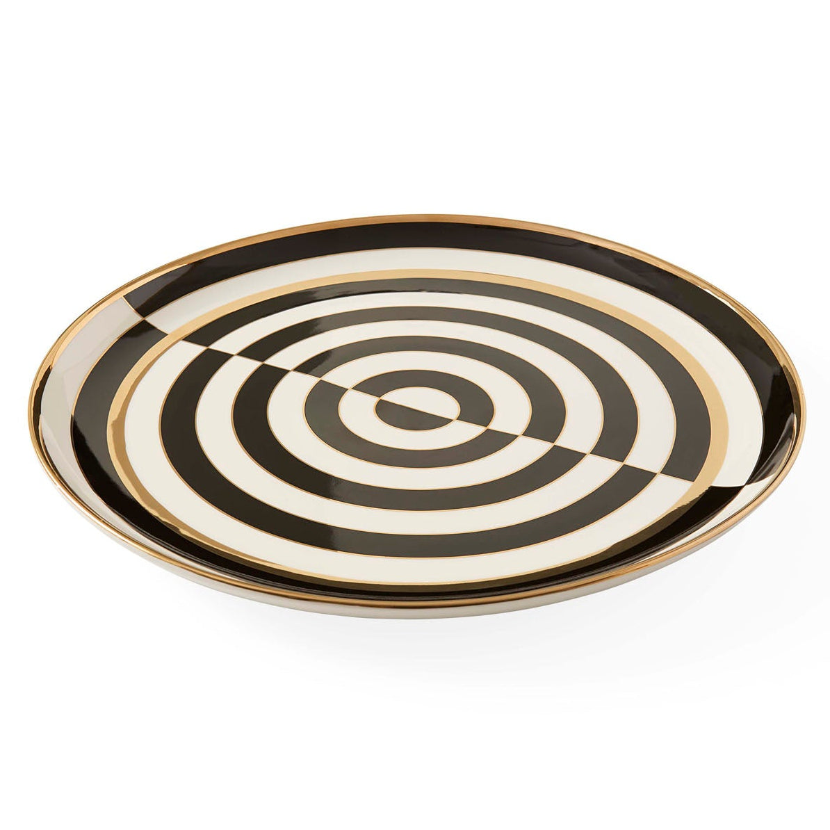 Jonathan Adler Op Art Gold Round Serving Tray