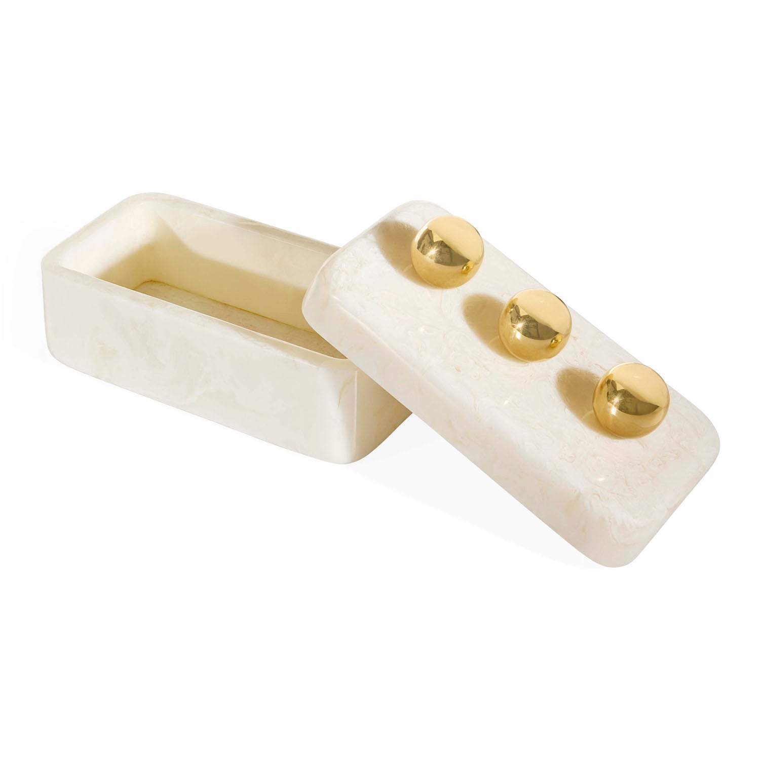 Close-up of the polished brass handles