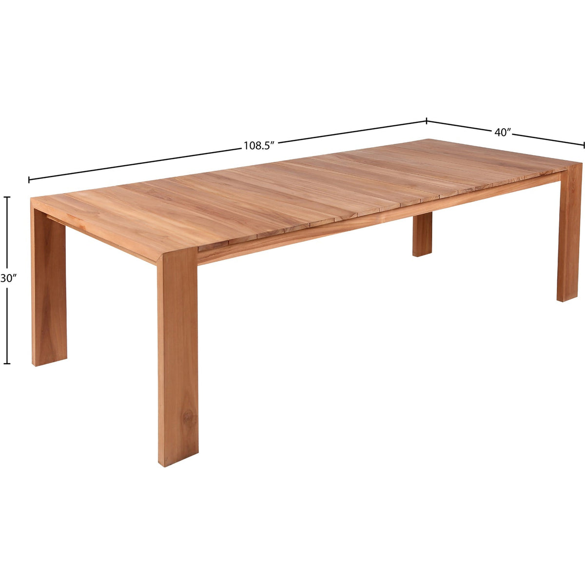 Tulum 108.5in Natural Teak Wood Outdoor Patio Dining Table
