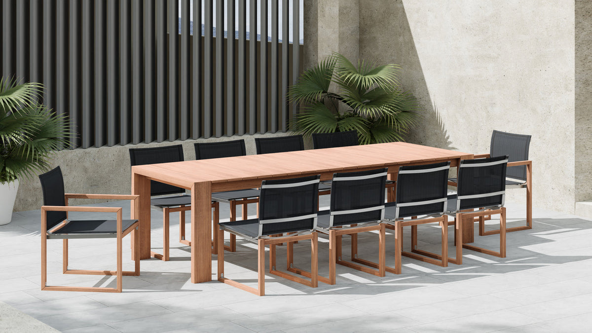Tulum 108.5in Natural Teak Wood Outdoor Patio Dining Table