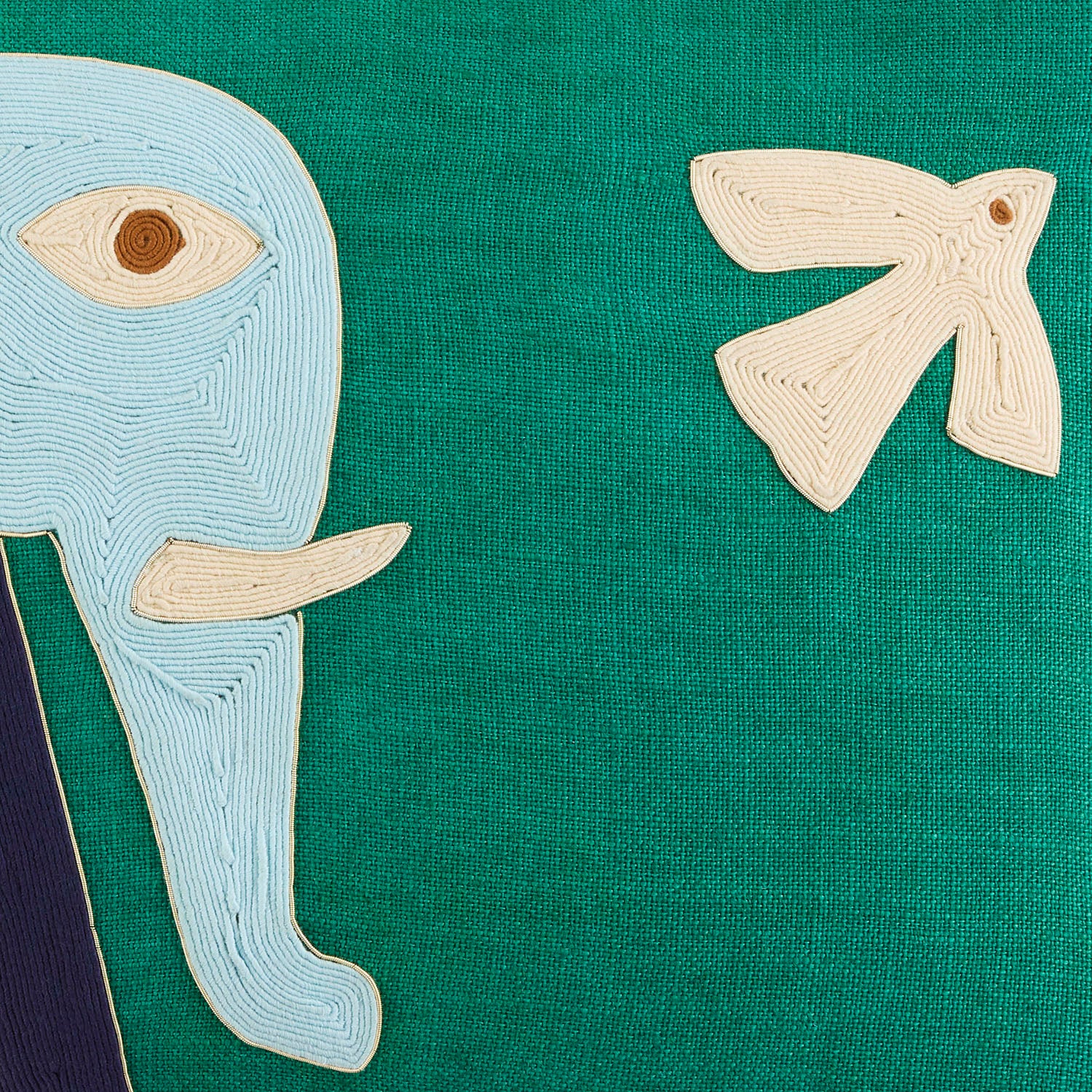 Jonathan Adler The Playa Elephant throw pillow in gold-embroidered dyed linen shown to scale