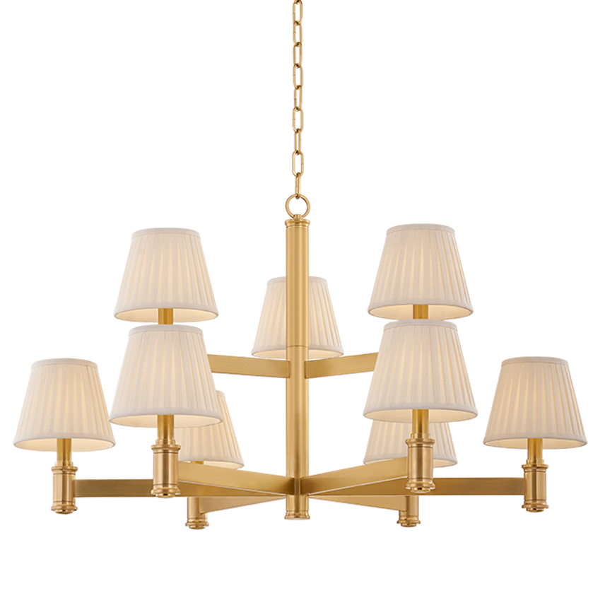 Hudson Valley Lighting Woodland Park Large Chandelier in Old World Brass, primary product view