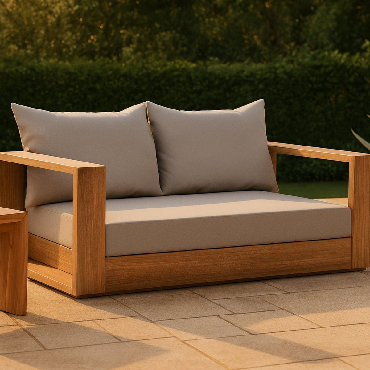 Tulum 63in Grey Water Resistant Fabric Upholstered Patio Loveseat