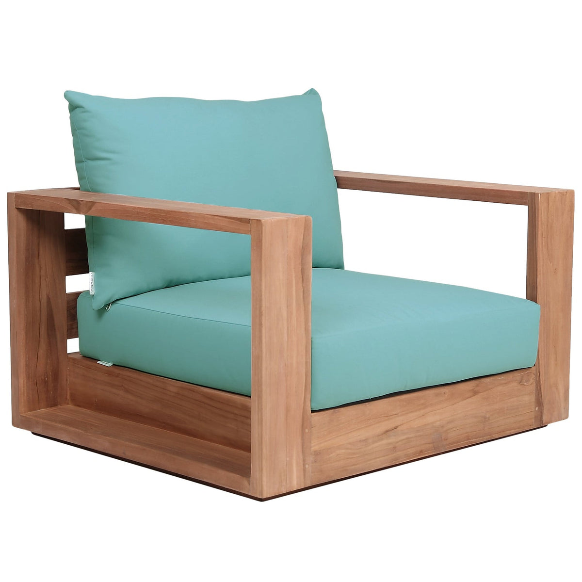 Tulum Blue Water Resistant Fabric Upholstered Outdoor Patio Accent Chair