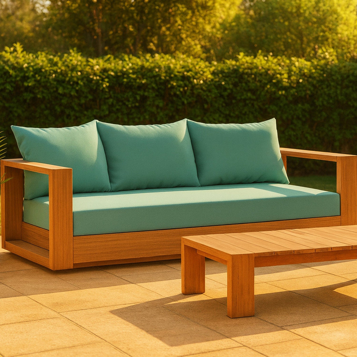 Tulum 87in Blue Water Resistant Fabric Upholstered Outdoor Patio Sofa