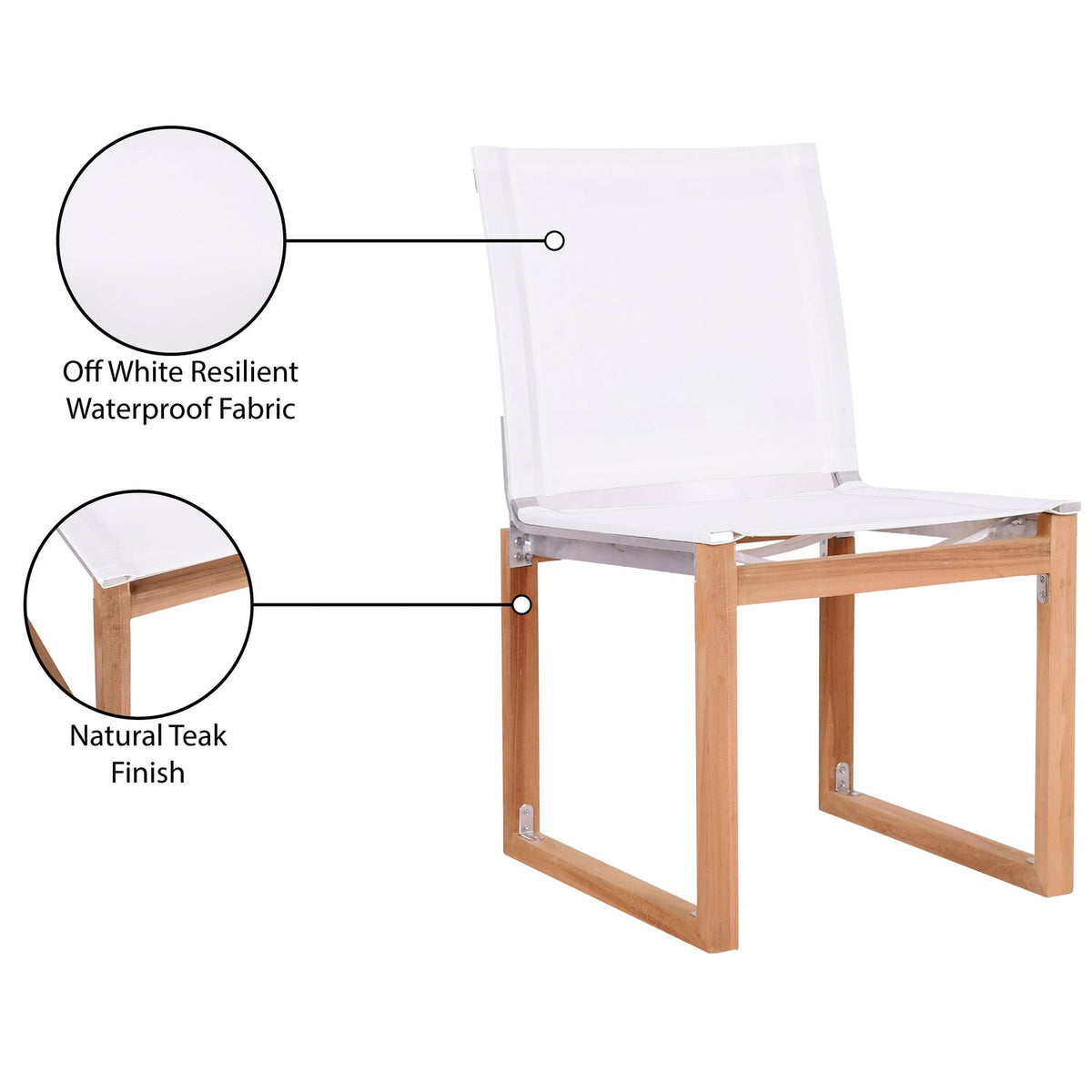 Tulum Off White Water Resistant Mesh Fabric Outdoor Patio Dining Side Chair