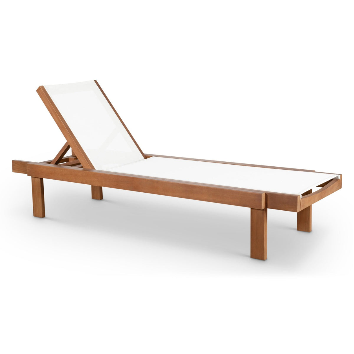 Tulum Off White Adjustable Mesh Water Resistant Fabric Outdoor Patio Chaise Lounge in off white mesh, primary product view