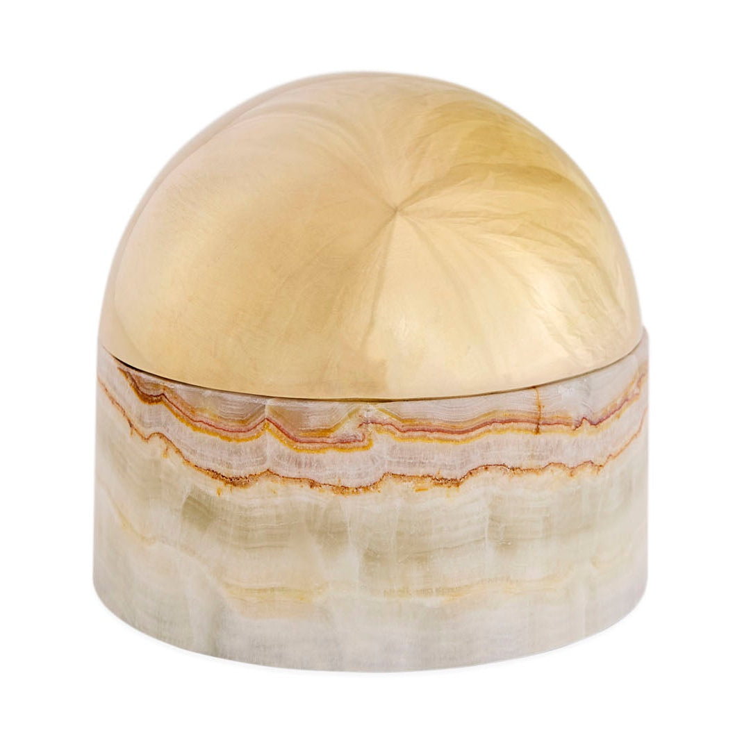 Globo small onyx box styled on a cocktail table