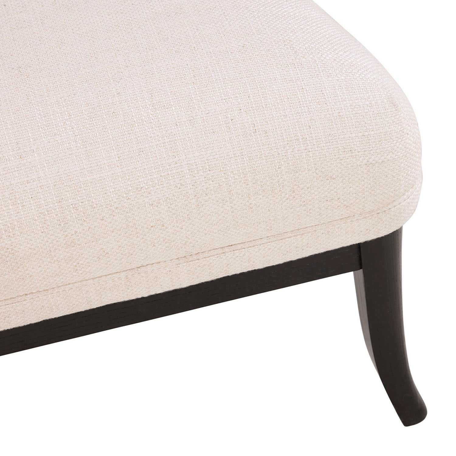 Jonathan Adler Acropolis Klismos Chair in Lucerne Oyster linen on ebonized ash legs shown to scale in a styled setting
