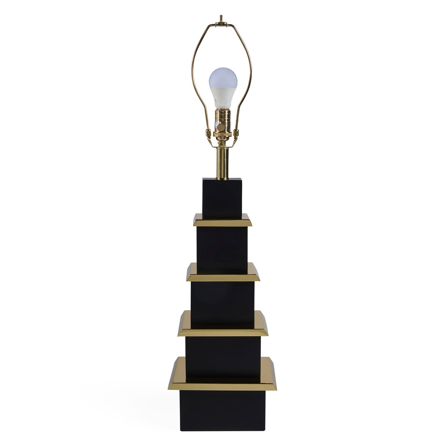 Jonathan Adler Pagoda black lamp, side profile view