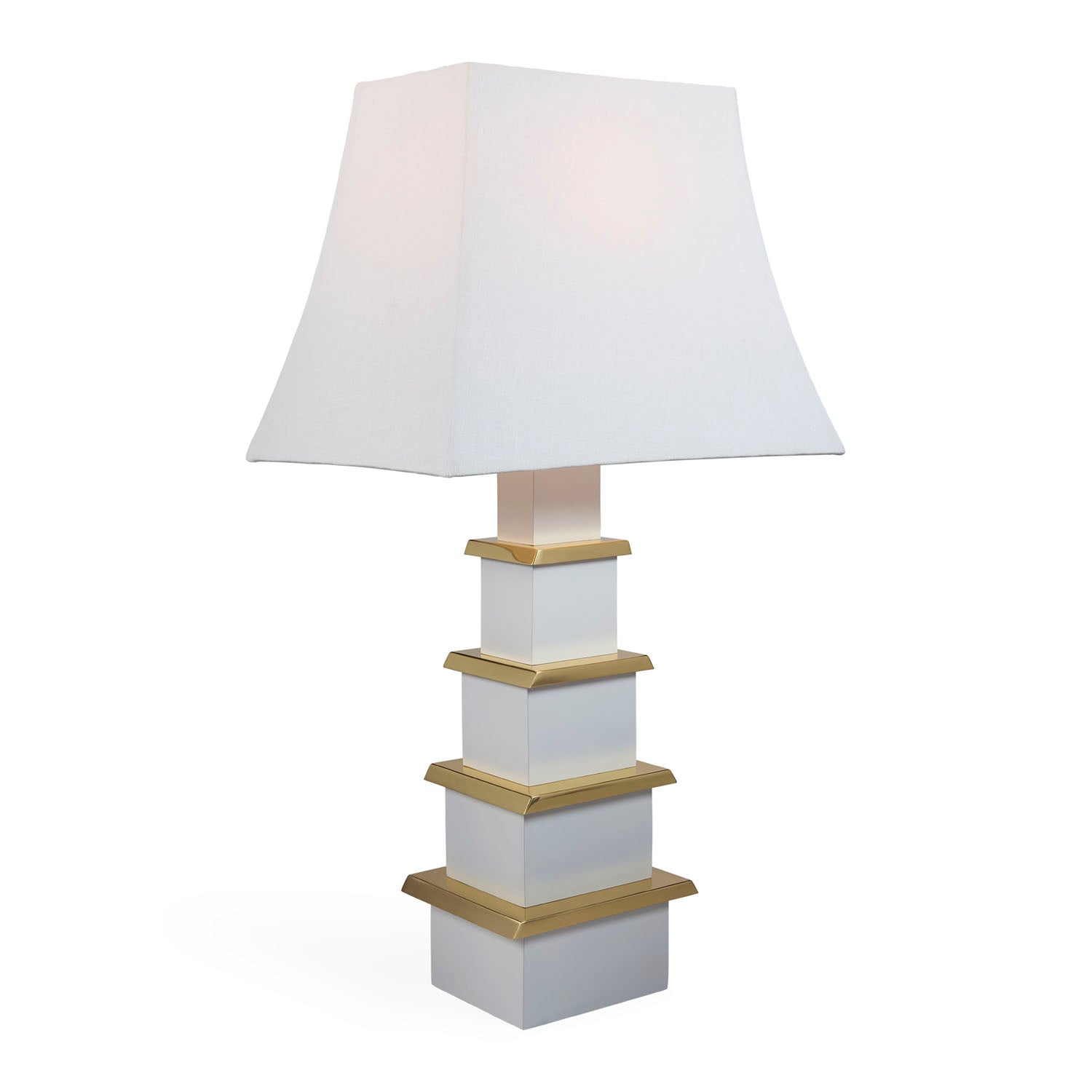 Jonathan Adler Pagoda ivory lamp, side profile view