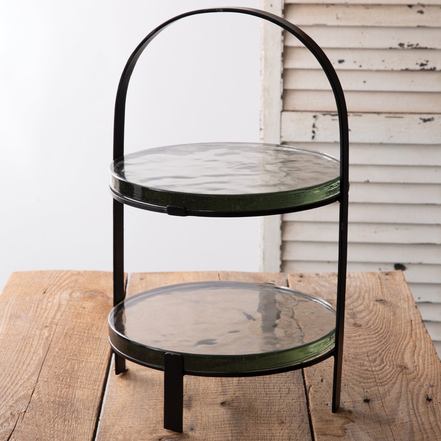 Two-Tier Blocked Glass Tray