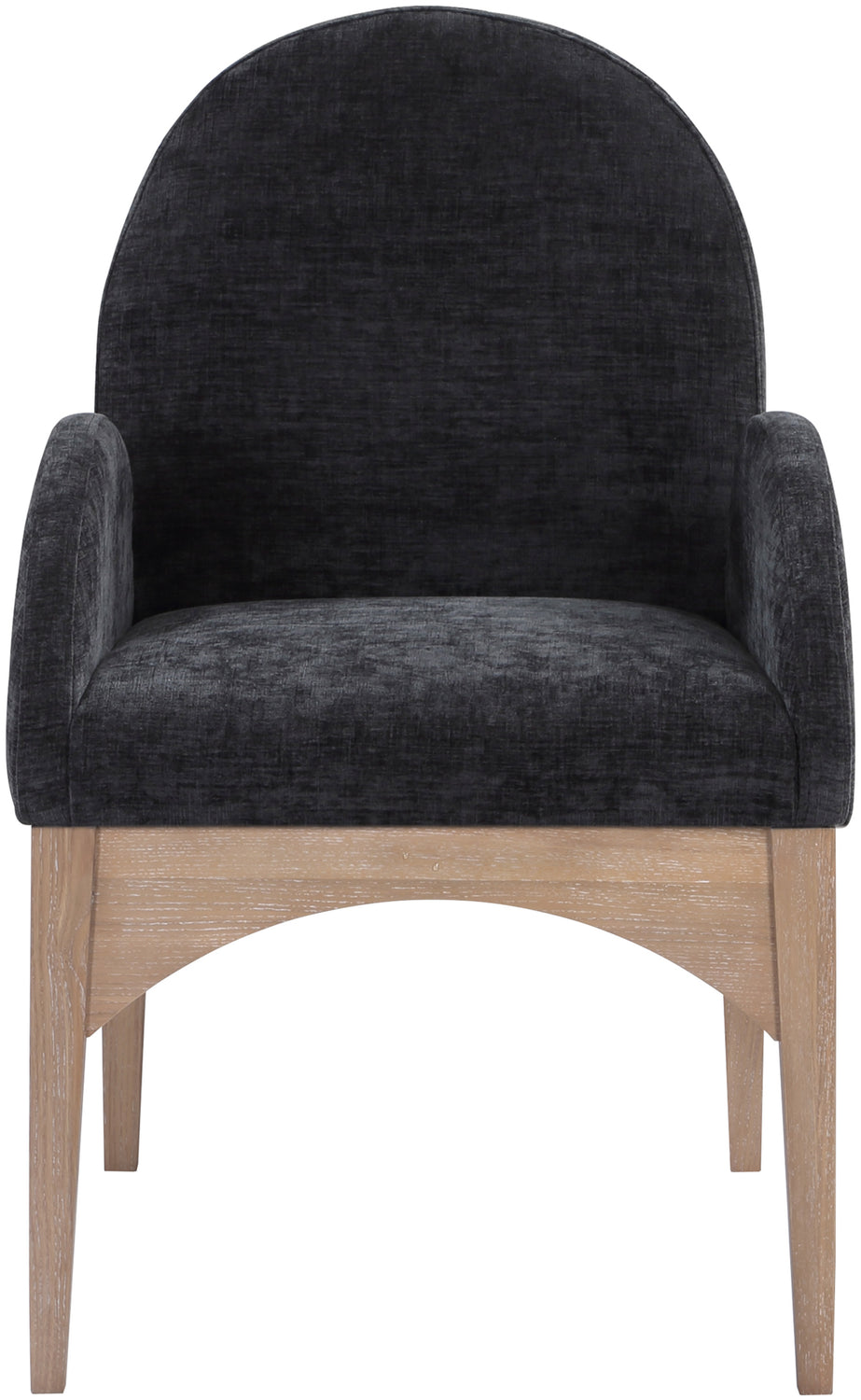 Waldorf Black Chenille Fabric Upholstered Dining Arm Chair Set of 2