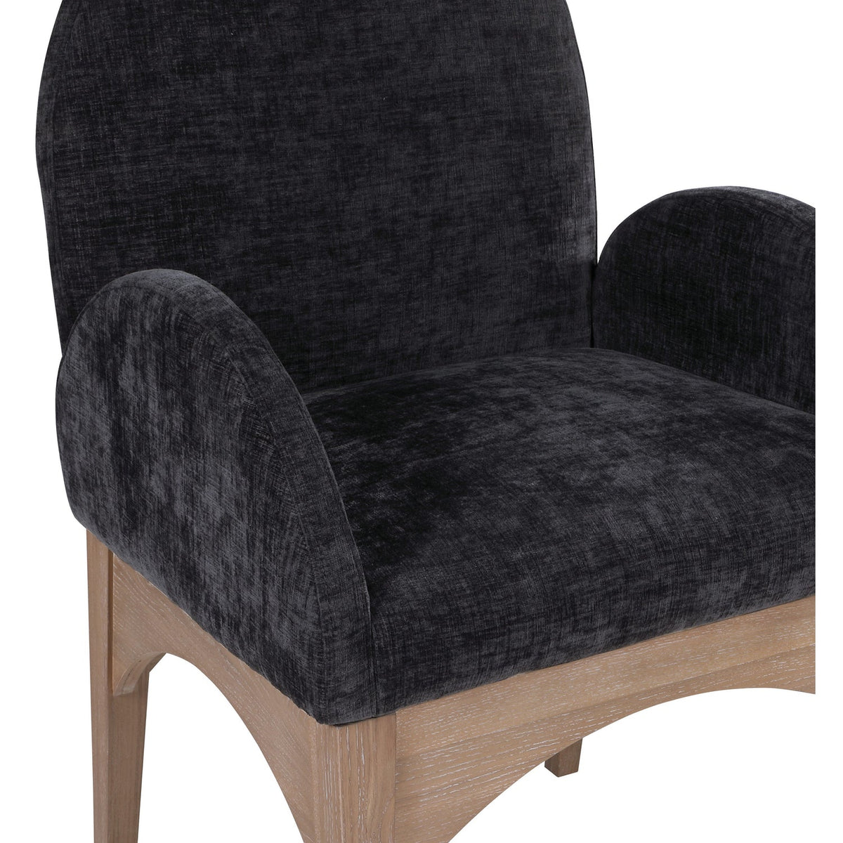 Waldorf Black Chenille Fabric Upholstered Dining Arm Chair Set of 2