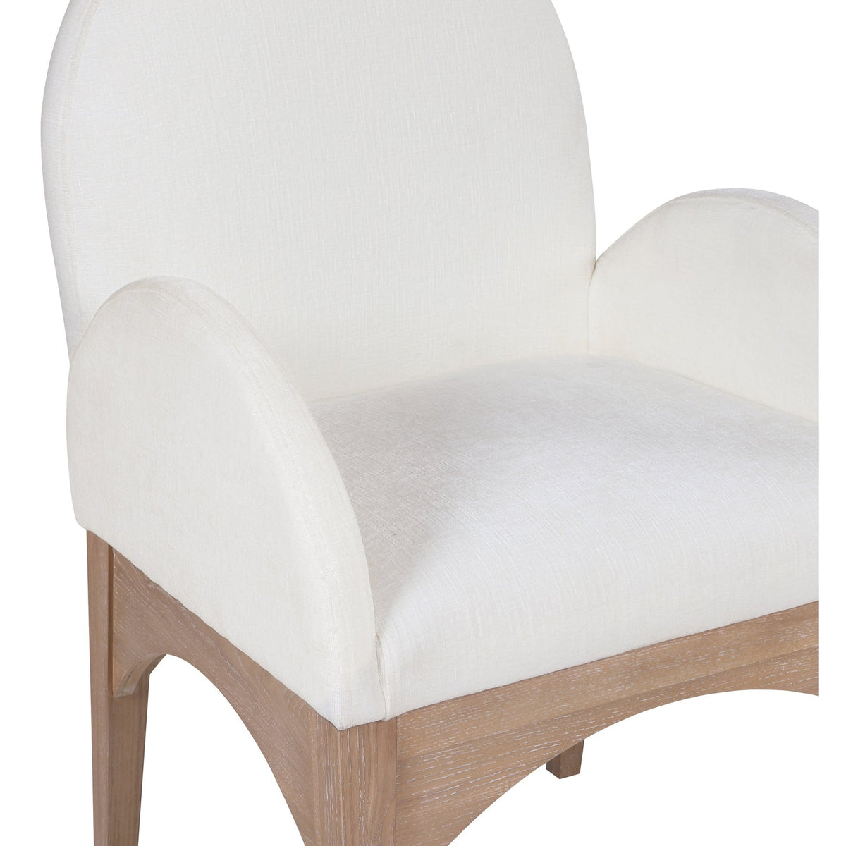 Waldorf Cream Chenille Fabric Upholstered Dining Arm Chair Set of 2