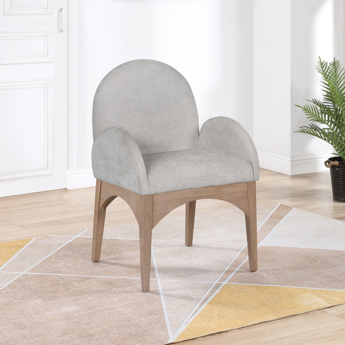 Waldorf Grey Chenille Fabric Upholstered Dining Arm Chair Set of 2