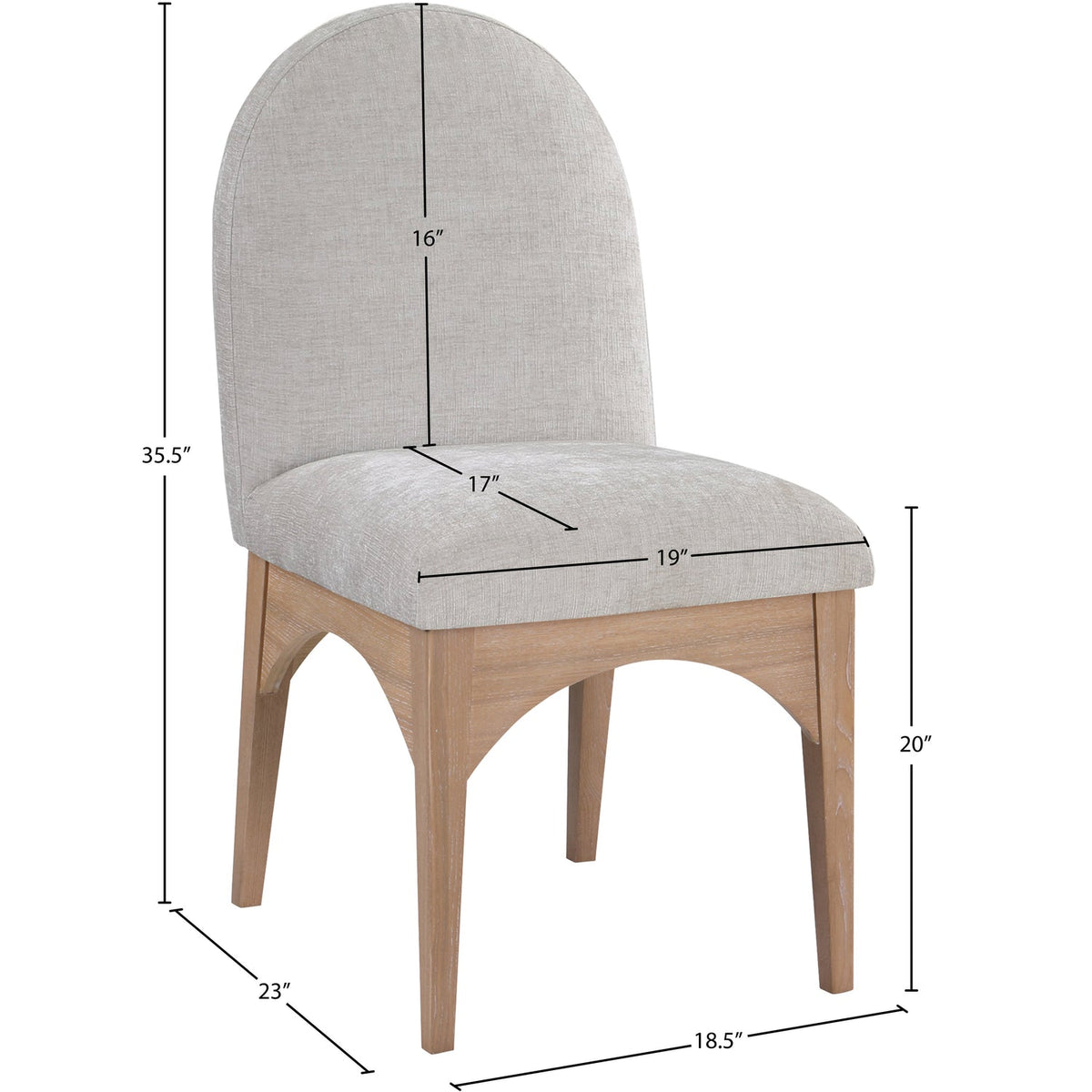 Waldorf Grey Chenille Fabric Upholstered Dining Side Chair Set of 2