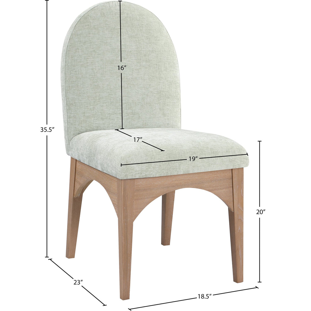 Waldorf Mint Chenille Fabric Upholstered Dining Side Chair Set of 2