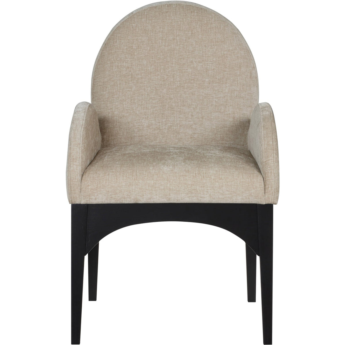 Waldorf Beige Chenille Fabric Upholstered Dining Arm Chair Set of 2
