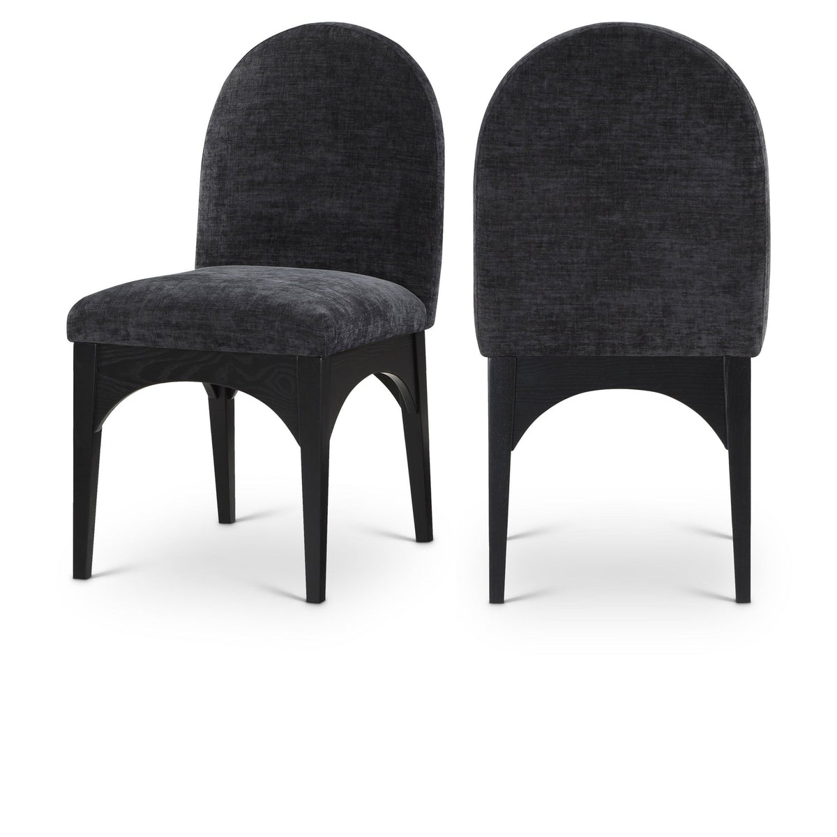 Waldorf Black Chenille Fabric Upholstered Dining Side Chair Set of 2