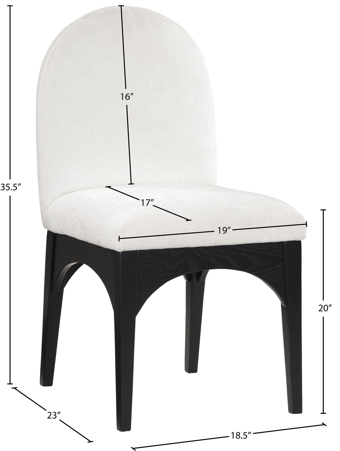 Waldorf Cream Chenille Fabric Upholstered Dining Side Chair Set of 2