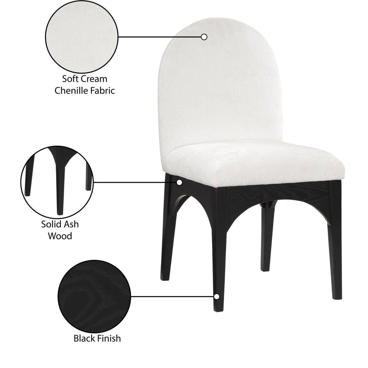 Waldorf Cream Chenille Fabric Upholstered Dining Side Chair Set of 2