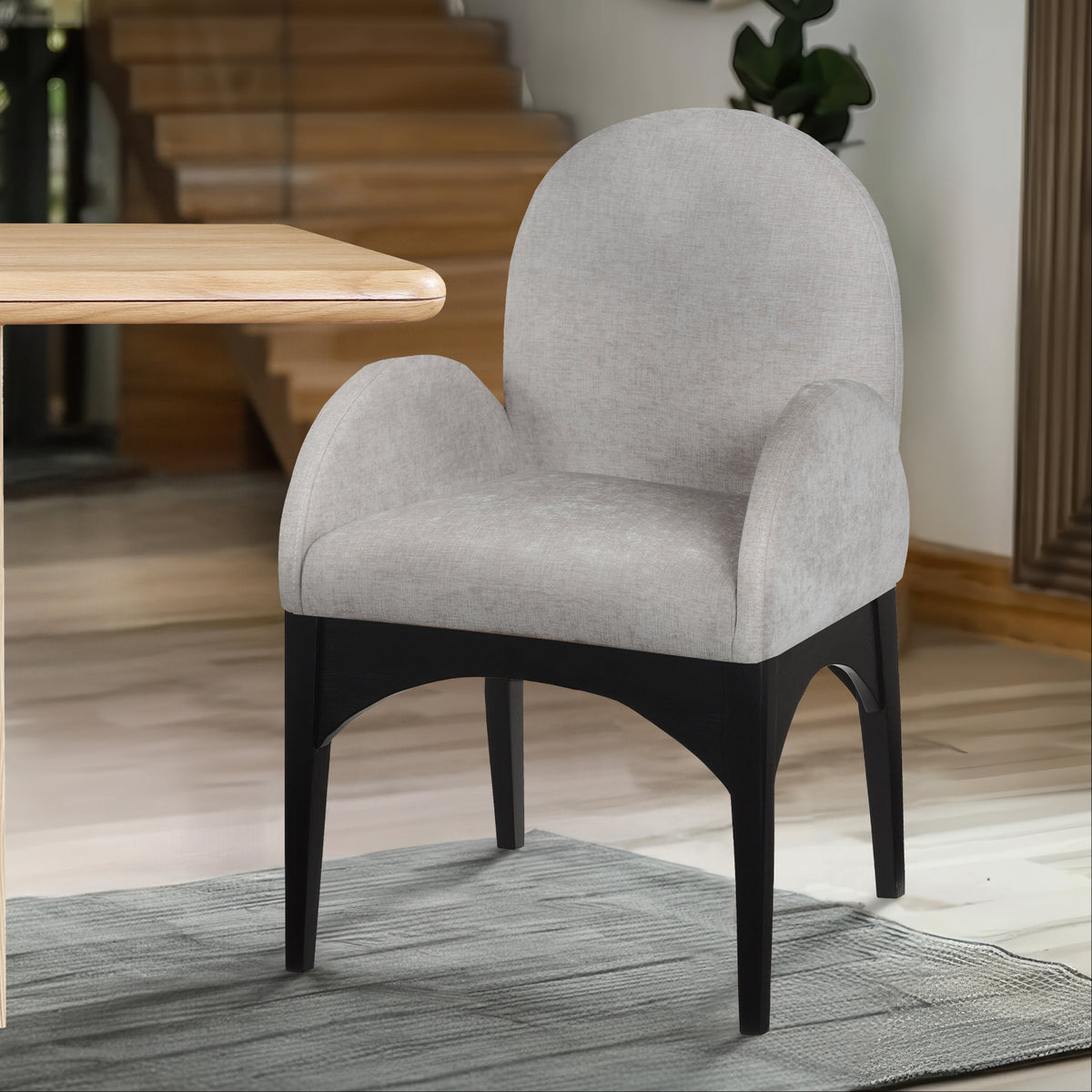 Waldorf Grey Chenille Fabric Upholstered Dining Arm Chair Set of 2
