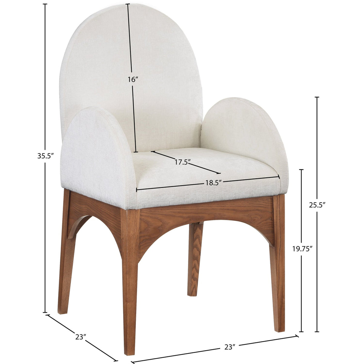 Waldorf Cream Chenille Fabric Upholstered Dining Arm Chair Set of 2