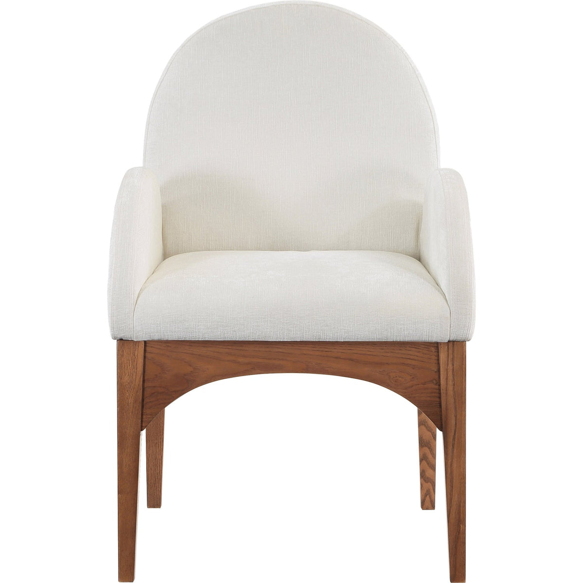 Waldorf Cream Chenille Fabric Upholstered Dining Arm Chair Set of 2