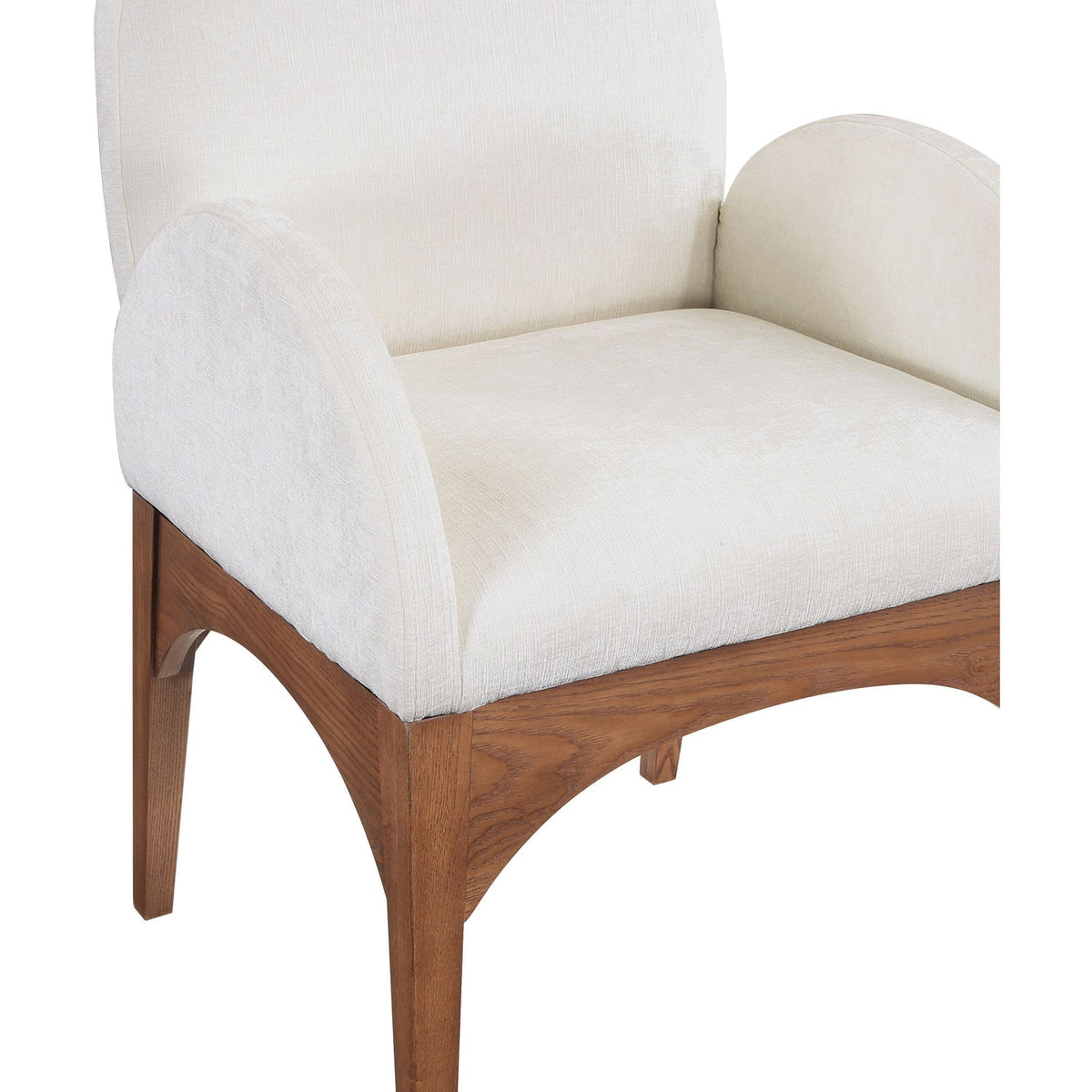 Waldorf Cream Chenille Fabric Upholstered Dining Arm Chair Set of 2