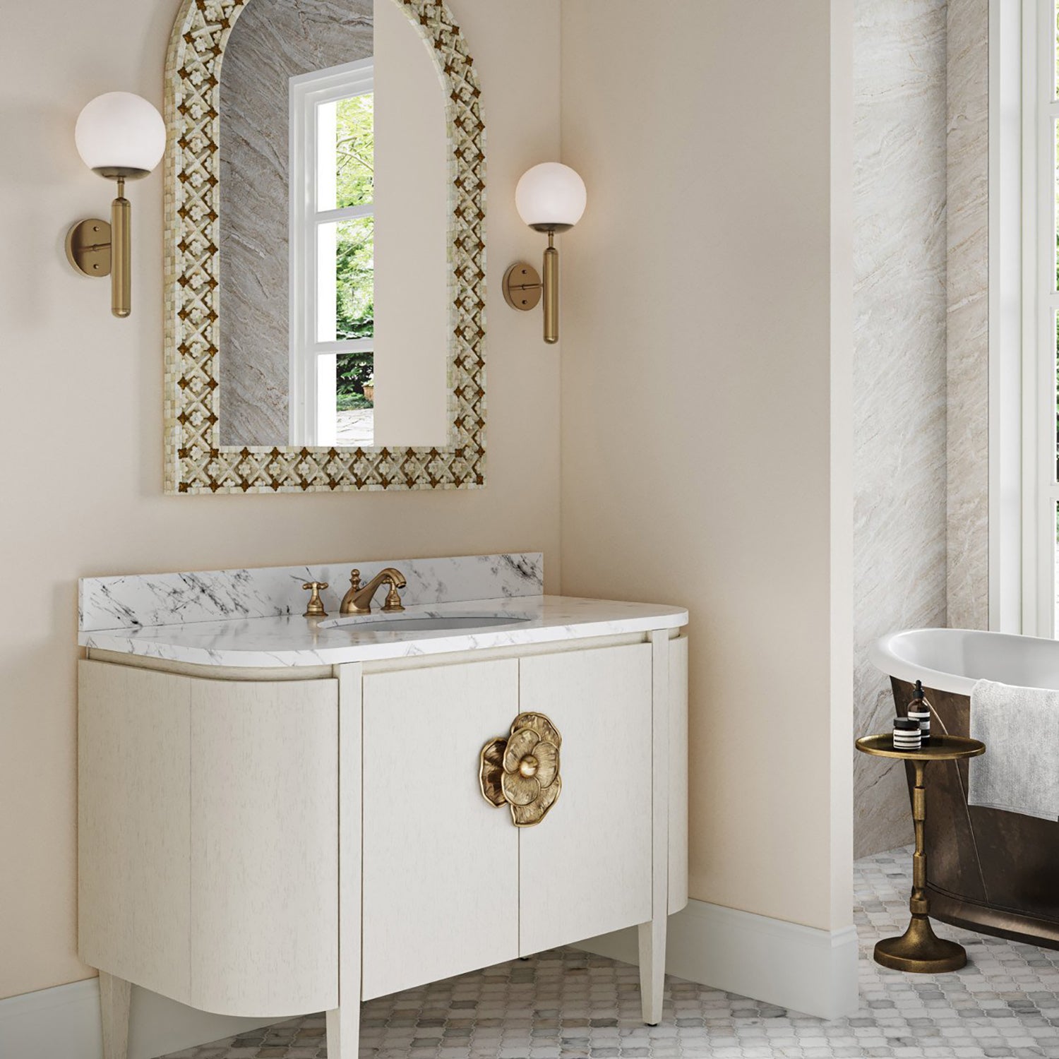 Currey & Co Briallen 48in Vanity with Oval Undermount Sink