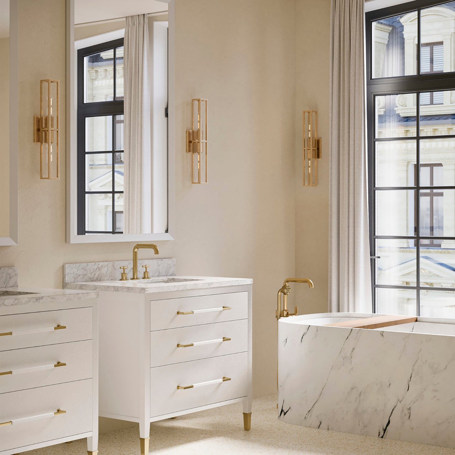 Currey & Co Verona 36in Linen Vanity with Rectangular Undermount Sink